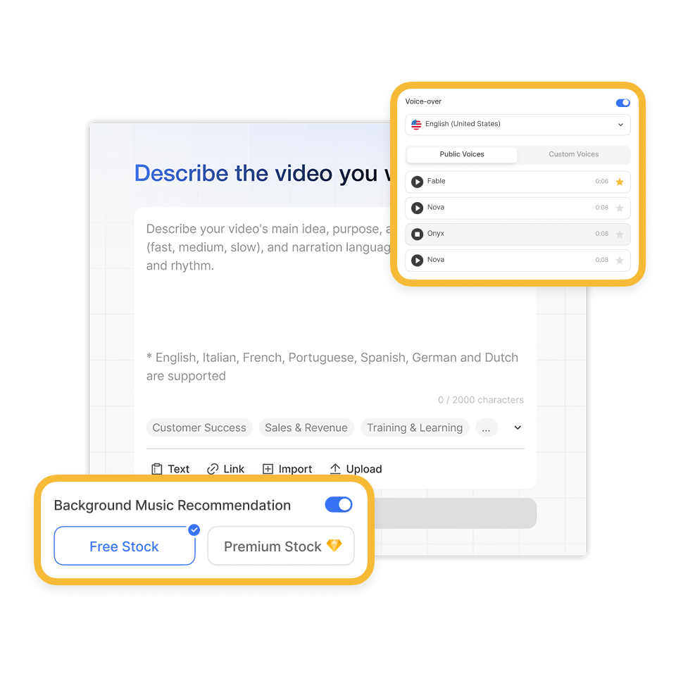 Guide AI interface in Visla's company intro video creator for customizing style and pacing.